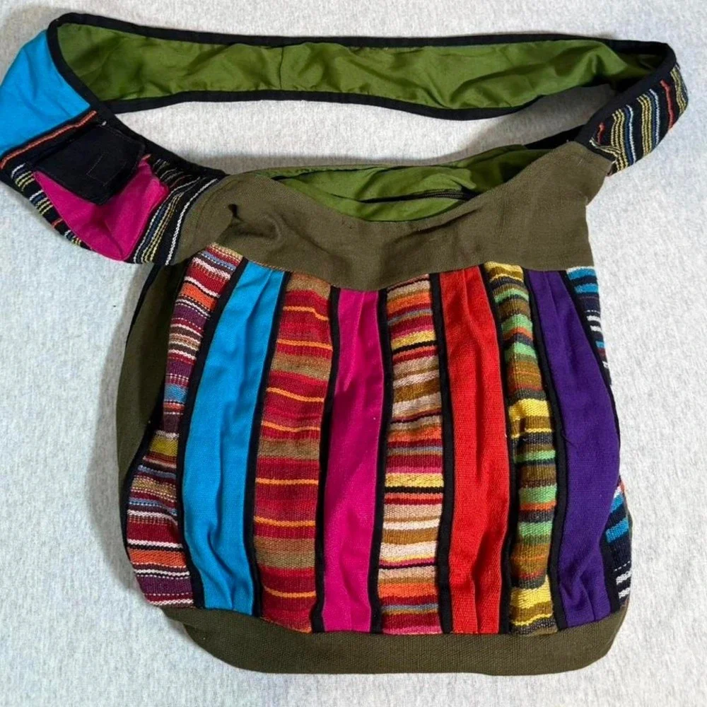 Bohemian Patchwork Crossbody Shoulder Bag Multicolor Hippie Festival Tote 🌈